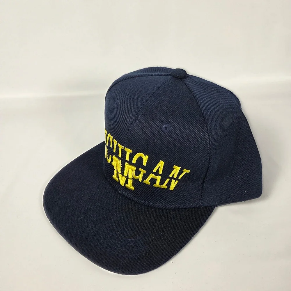 Michigan Snapback Hat Navy Blue Yellow Collegiate Streetwear Adjustable Cap NWT
